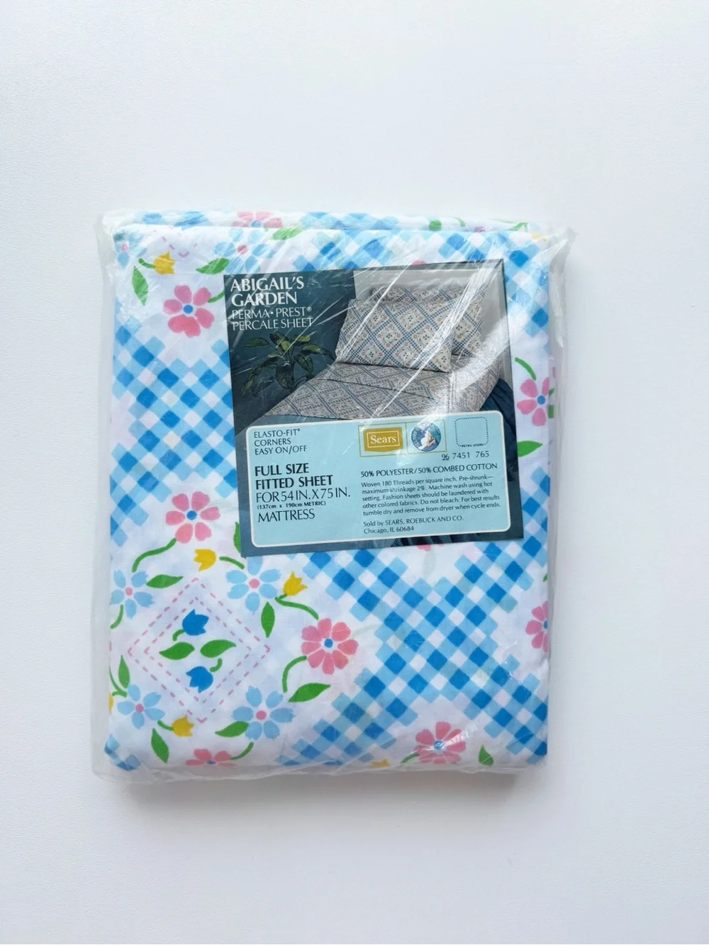 Vintage Sears Abigail’s Garden Perma•Prest Percale fitted sheet - NEW OLD STOCK